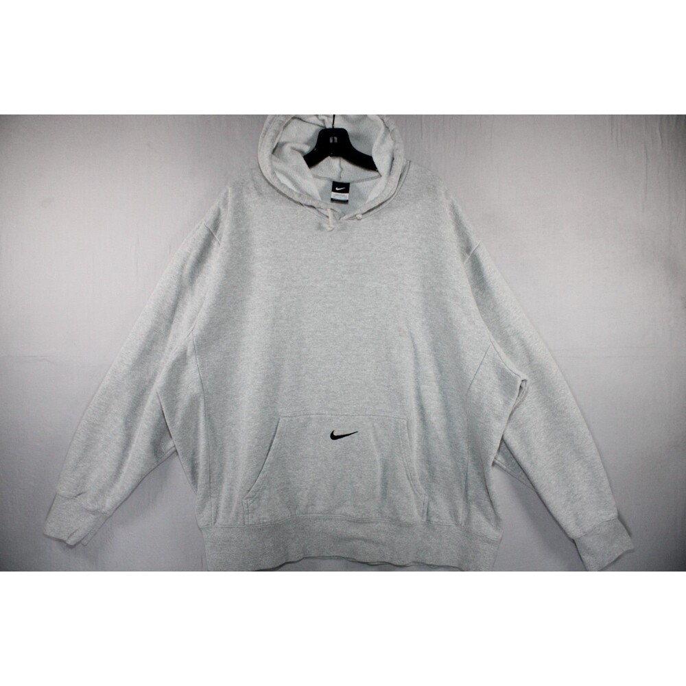 Nike Gray Pullover Hoodie XXL Embroidered Swoosh Fleece Cotton Blend Sweatshirt